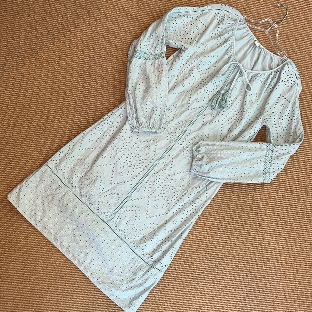 Sundance Light Blue Cotton Eyelet Dress S